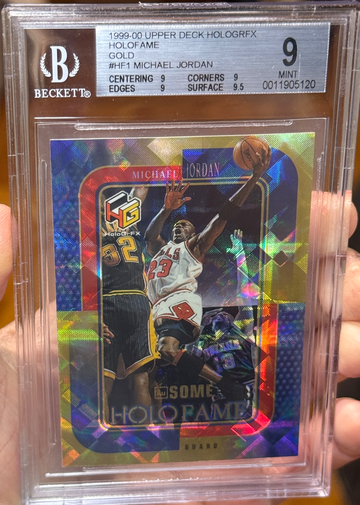 1999 Upper Deck HoloGrFX Michael Jordan HoloFame Ausome Gold BGS 9