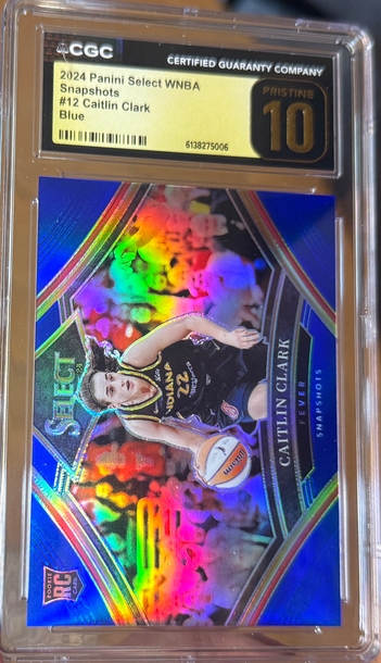 2024 Select WNBA Caitlin Clark Snapshots Rookie Blue Prizm /49 CGC 10 Pristine Gold Label