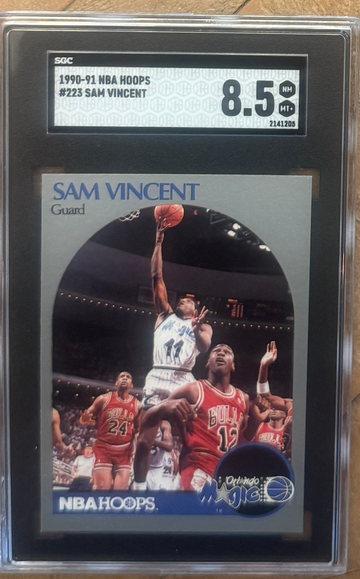 1990-91 NBA Hoops Sam Vincent #223 Michael Jordan Wearing #12 SGC 8.5