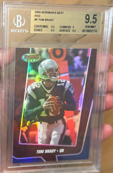 2005 Bowman’s Best Tom Brady Red /499 BGS 9.5
