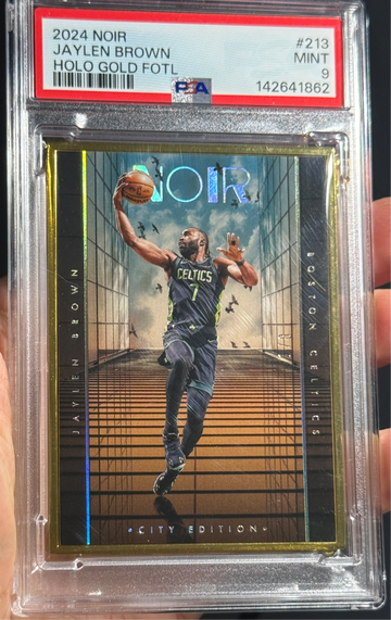 2024 Panini Noir Jaylen Brown FOTL City Edition Holo Gold Frame /8 PSA 9
