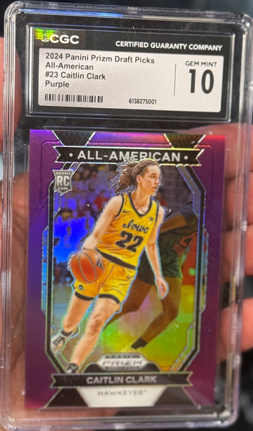 2024 Prizm Draft Picks Caitlin Clark All-American Purple Rookie /75 CGC 10