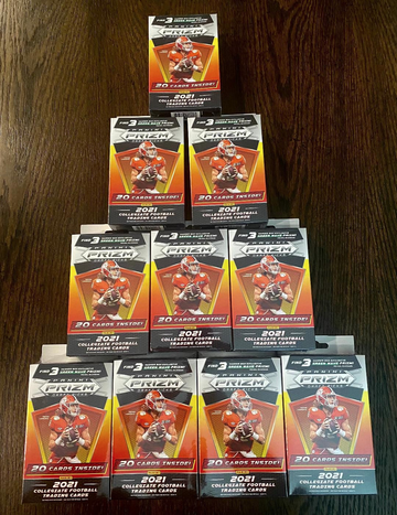 10 Box Lot of 2021 Prizm Draft NFL Football Hanger Boxes ~ Justin Fields, Trevor Lawrence, Ja'Marr Chase