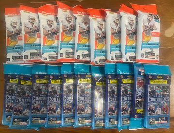 20 Pack Lot of 2021 Panini Donruss & Contenders Football Value Fat Cello Packs ~ Factory Sealed