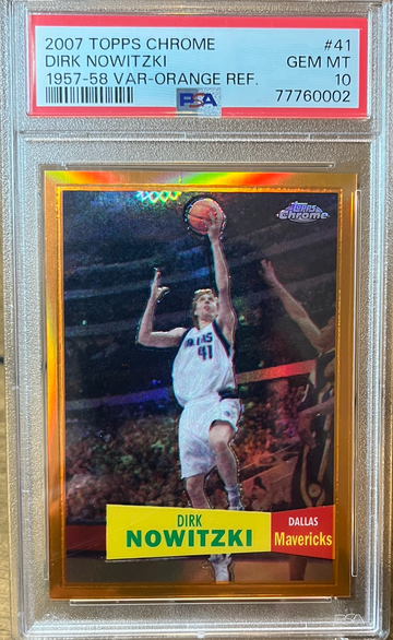 2007 Topps Chrome Dirk Nowitzki Orange Refractor Variation /199 PSA 10 