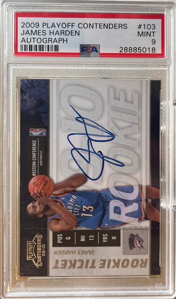 2009 Playoff Contenders #103 James Harden Rookie Auto PSA 9 Mint 
