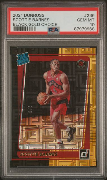 Scottie Barnes 2021 Donruss black gold /8 PSA 10