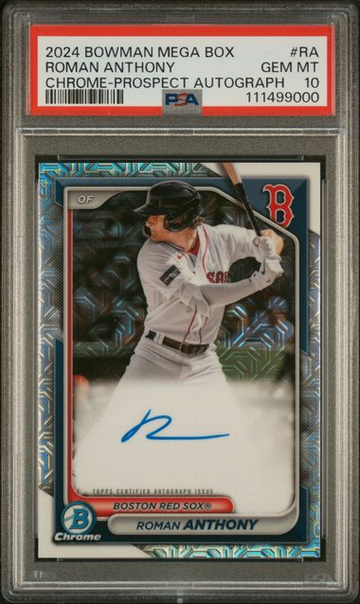 2024 Bowman Mega box Chrome Prospect Autograph Roman Anthony PSA 10