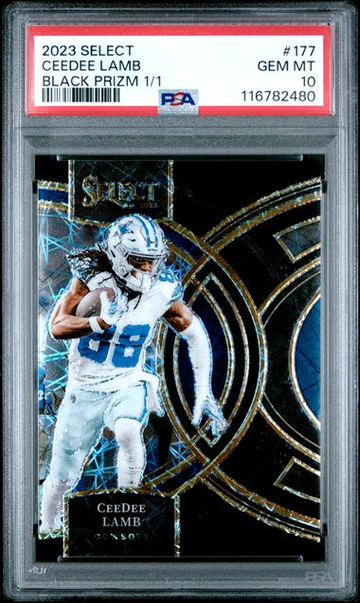2023 PANINI SELECT #177 CEEDEE LAMB BLACK PRIZM 1/1 PSA 10