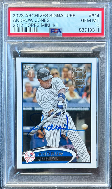 Andruw Jones 2023 Topps Archives Signature Series 2012 Topps Mini 1/1 Auto Autograph RARE PSA 10 1/1