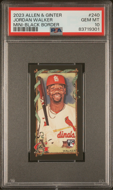 Jordan Walker 2023 Topps Allen & Ginter #240 Rookie Mini Black Border SP RC Cardinals Tough PSA 10 