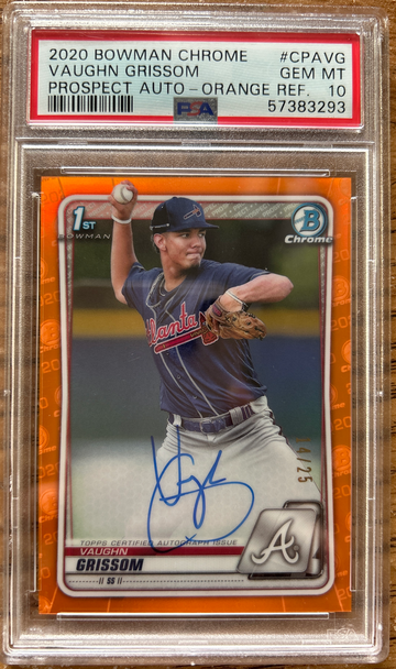 2020 bowman chrome auto Vaughn Grissom orange refractor psa 10