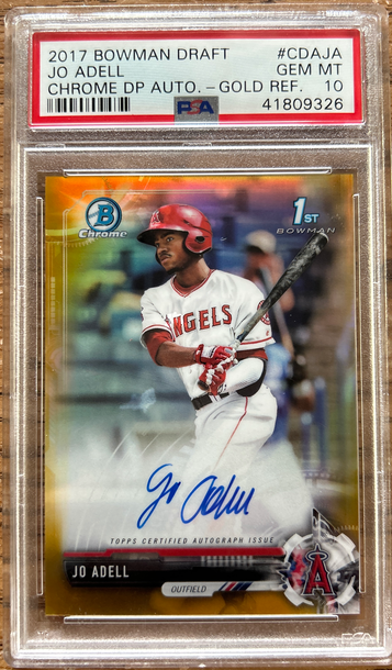 2017 bowman draft chrome auto Jo Adell gold refractor psa 10