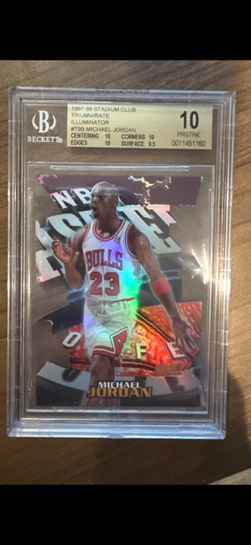 97-98 Topps Stadium Club Triumvirate Michael Jordan #T9B Illuminator BGS 10 Pop2