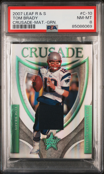 2007 Leaf Rookies & Stars Material Green Tom Brady 80/250 C-10 PSA 8
