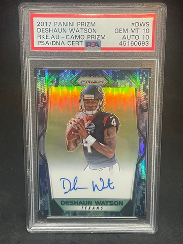 2017 Deshaun Watson Rookie Prizm Camo Auto /25 PSA 10