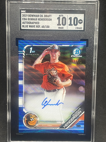 2019 Bowman Chrome Draft Gunnar Henderson Blue Wave Auto /150 SGC 10