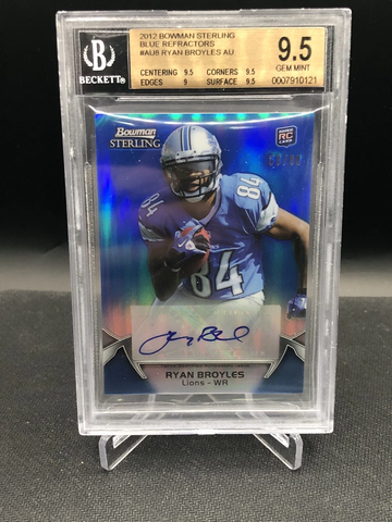 2012 Bowman Sterling Ryan Broyles Blue Refractor Autograph BGS 9.5