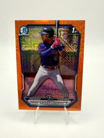 2026 Bowman Chrome Roldy Brito 1st Orange Mojo Refractor /25