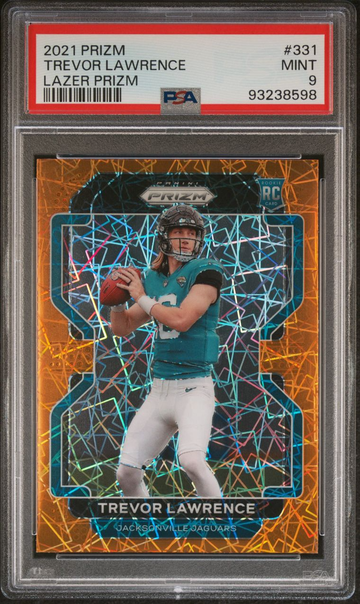 2021 Panini Prizm Trevor Lawrence PSA 9 Mint Orange Lazer Prizm Rookie RC
