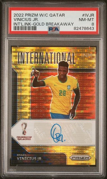 PSA 8 2022 Panini WCQ Vinicius Jr International Ink Gold Breakaway #/10