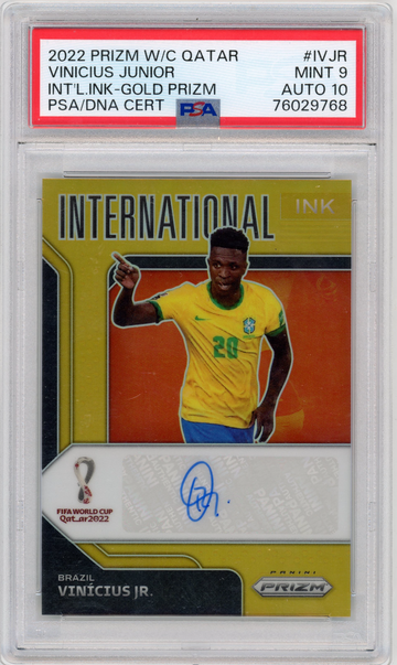 PSA 9 Panini Prizm World Cup Vinicius Jr. International Ink Gold #/10