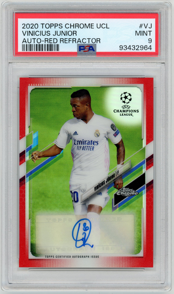 PSA 9 2020 Topps Chrome Vinicius Jr Red Refractor Autograph #/10