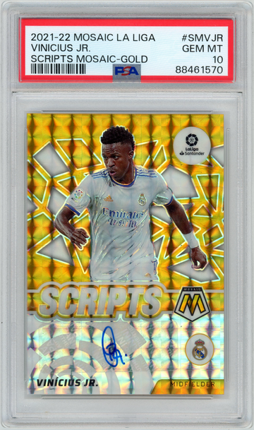 PSA 10 2022 Panini Mosaic La Liga Vinicius Jr. Scripts Gold #/10