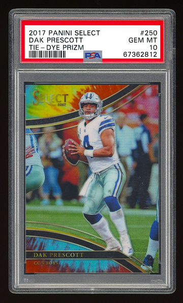 2017 Panini Select - Field Level Tie-Dye Prizm Dak Prescott /25 PSA 10 (POP 4)