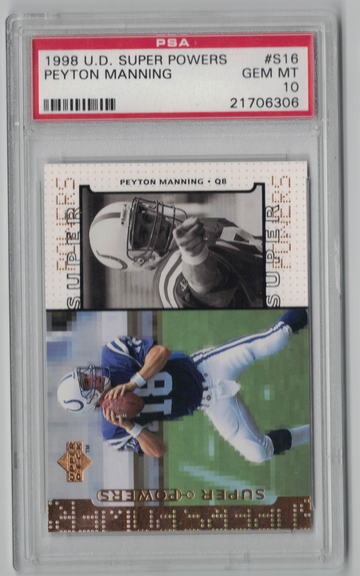 1998 UD Super Powers#S16 Peyton Manning PSA 10 Gem Mt Gold
