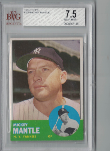 1963 Topps #200 Mickey Mantle BVG 7.5 Near Mint plus