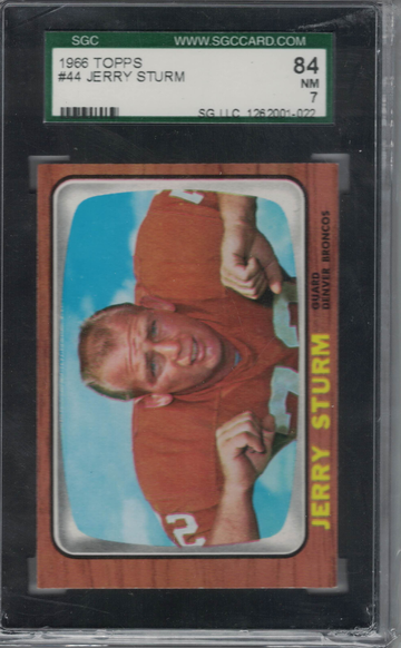 1966 Topps Football #44 Jerry Sturm SGC 84 Nr Mt