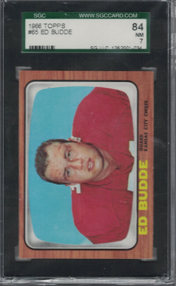 1966 Topps Football #65 Ed Budde SGC 84 Nr Mt