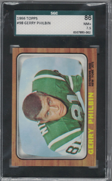 1966 Topps Football #98 Gerry Philbin SGC 86 Nr Mt plus