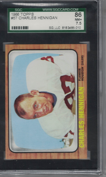 1966 Topps Football #57 Charles Hennigan SGC 86 Nr Mt plus
