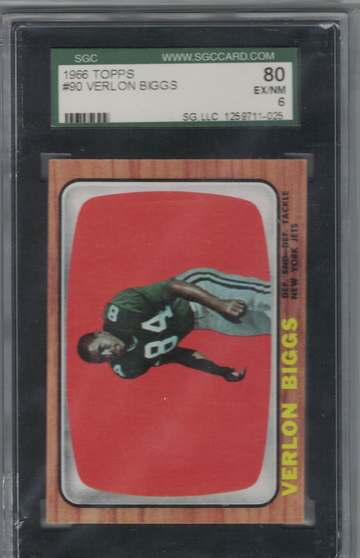 1966 Topps Football #90 Verlon Biggs SGC 80 Ex Mt