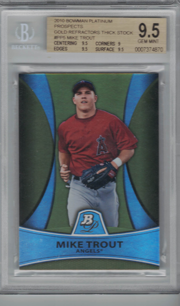 2010 Bowman Platinum Prospects Gold Refractors #PP5 Mike Trout BGS 9.5 Gem Mint