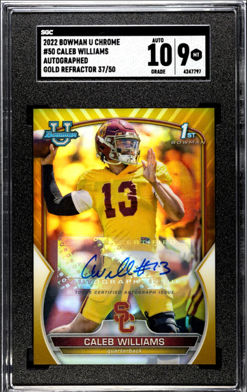 2022 Bowman U Chrome Gold #50 Caleb Williams Auto/50 SGC 9 AUTO 10￼