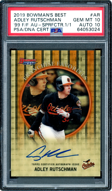 2019 Bowman's Best Adley Rutschman 1999 Franchise Favorites 1/1 Superfractor Auto PSA 10 GEM MINT