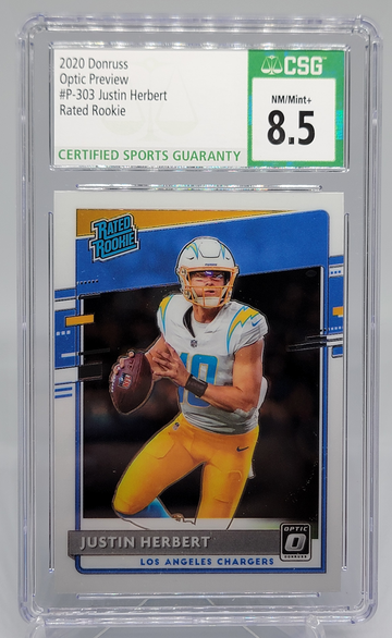 2020 Donruss Optic Preview #P-303 Justin Herbert Rookie Card CSG 8.5 NM/Mint+