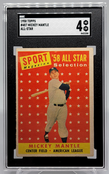 1958 Topps #487 Mickey Mantle SGC 4 VG-EX