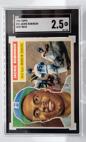 1956 Topps #30 Jackie Robinson Gray Back SGC 2.5 GD+