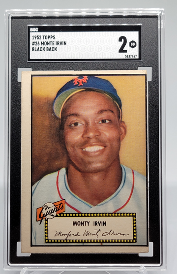1952 Topps #26 Monte Irvin Black Back SGC 2 GD