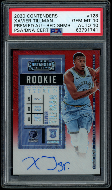 2020 Contenders Xavier Tillman Red Shimmer /5 PSA 10 Auto 10
