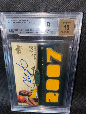 2007 Upper Deck Premier #101 Kevin Durant JSY AUTO BGS 9 RC