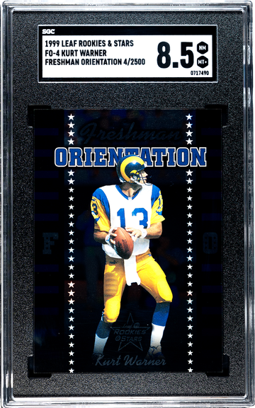 1999 LEAF ROOKIES & STAR KURT WARNER RC FRESHMAN ORIENTATION #FO4 SGC 8.5 4/2500
