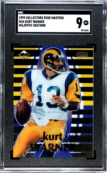 1999 COLLECTORS EDGE MASTERS MAJESTIC KURT WARNER RC ROOKIE #M24 383/3000 SGC 9