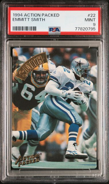 1994 ACTION PACKED EMMITT SMITH #22 PSA 9, POP 5, 4 HIGHER
