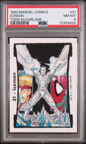 1990 COMIC IMAGES MARVEL TODD MCFARLANE ICEMAN #31 PSA 8 POP 1, 5 HIGHER