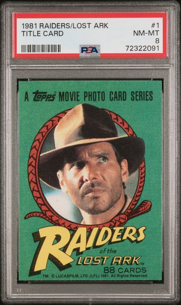 1981 TOPPS RAIDERS OF THE LOST ARK TITLE CARD HARRISON FORD #1 PSA 8